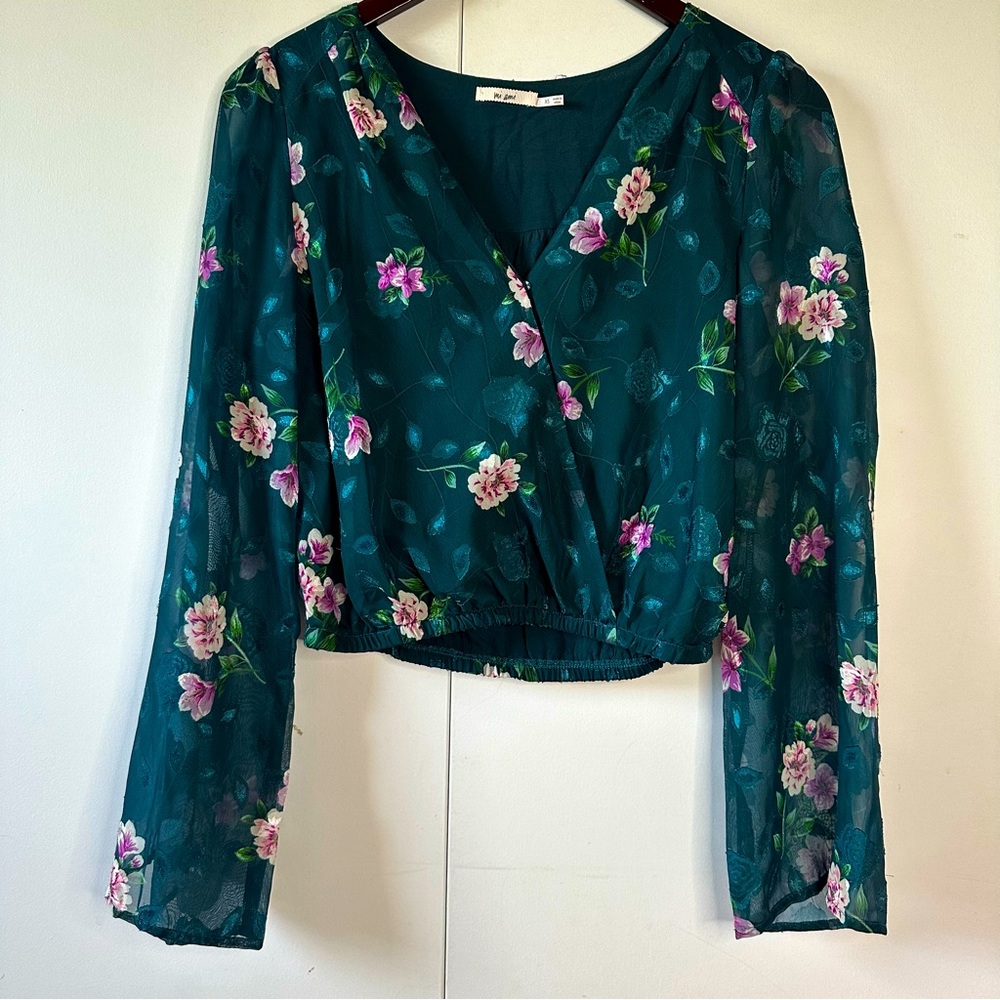 Miami Floral Long Sleeve Crop Top